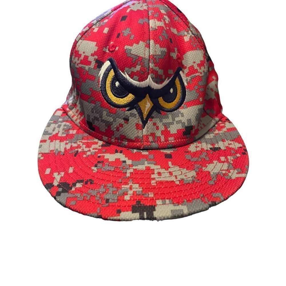 OC Sports MWS Series Men's Red Camo Fitted Orem Owlz Baseball Cap XL